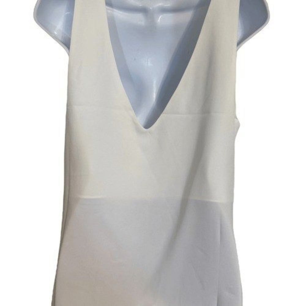 🆕 BELLE & BLOOM Feel For You White V-Neck Tie Shoulder Sleeveless Top NWT $90 XS - Picture 5 of 6
